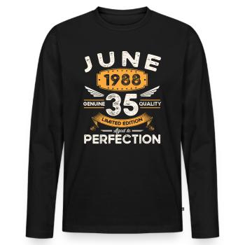 35th Birthday Man June Born 1988 Legendary - Men's Premium Organic Long Sleeve Shirt - black - Front - Nico (187cm)