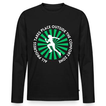 Le progrès se fait en dehors de la zone de confort - T-shirt manches longues Premium bio Homme - noir - Devant - Nico (187cm)