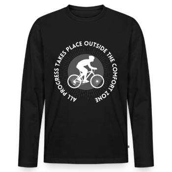 MTB Road Bike Cyclist Leave your comfort zone - Men's Premium Organic Long Sleeve Shirt - black - Front - Nico (187cm)