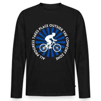 MTB Road Bike Cyclist Leave your comfort zone - Men's Premium Organic Long Sleeve Shirt - black - Front - Nico (187cm)