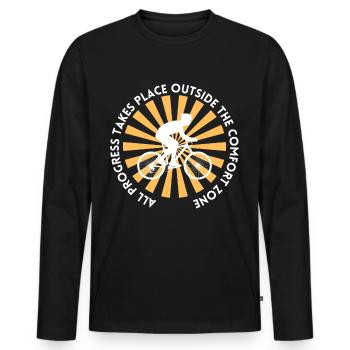 MTB Road Bike Cyclist Leave your comfort zone - Men's Premium Organic Long Sleeve Shirt - black - Front - Nico (187cm)