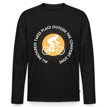 MTB Road Bike Cyclist Leave your comfort zone - Men's Premium Organic Long Sleeve Shirt - black - Front - Nico (187cm)