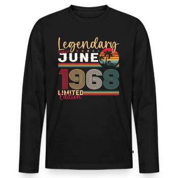 55ème Anniversaire Juin Millésime 1968 Légendaire - T-shirt manches longues Premium bio Homme - noir - Devant - Nico (187cm)