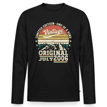 17th Birthday Man Original July Vintage 2006 - Men's Premium Organic Long Sleeve Shirt - black - Front - Nico (187cm)
