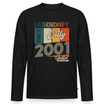 22nd Birthday Man Born In July Vintage 2001 - Men's Premium Organic Long Sleeve Shirt - black - Front - Nico (187cm)
