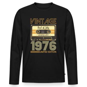47. Geburtstag Mann Juli Jahrgang 1976 Kassette - Männer Premium Bio Langarmshirt - Schwarz - Vorne - Nico (187cm)