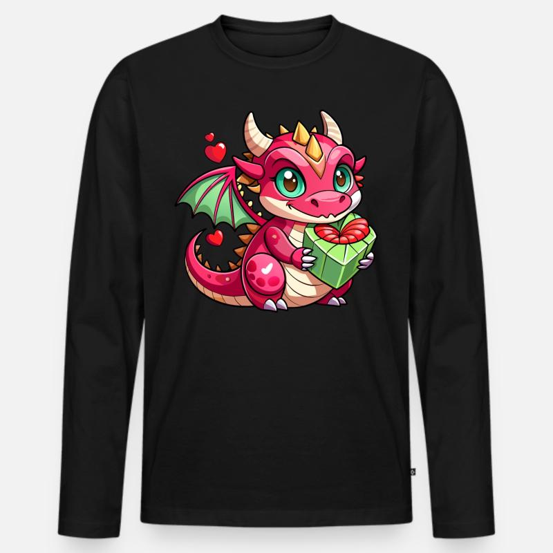 Farbenfroher Drache - Männer Premium Bio Langarmshirt - Schwarz