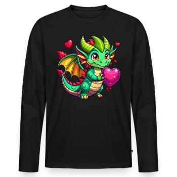 Farbenfroher Drache - Männer Premium Bio Langarmshirt - Schwarz - Vorne - Nico (187cm)