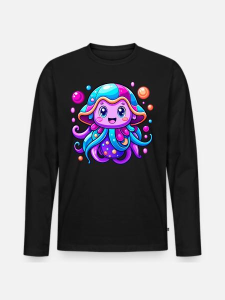 Cute Jellyfish - Men's Premium Organic Long Sleeve Shirt - black