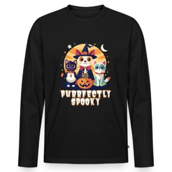 Pet-Inspired Halloween Tees: Adorable & Spooky - Men's Premium Organic Long Sleeve Shirt - black - Front - Nico (187cm)