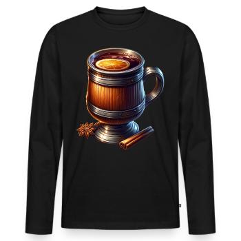 Mulled wine winter Christmas market - Men's Premium Organic Long Sleeve Shirt - black - Front - Nico (187cm)