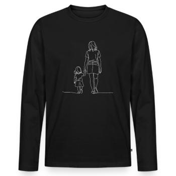 Main dans la main : Mère et fille sur la route - T-shirt manches longues Premium bio Homme - noir - Devant - Nico (187cm)