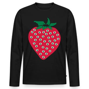 Erdbeere - Männer Premium Bio Langarmshirt - Schwarz - Vorne - Nico (187cm)