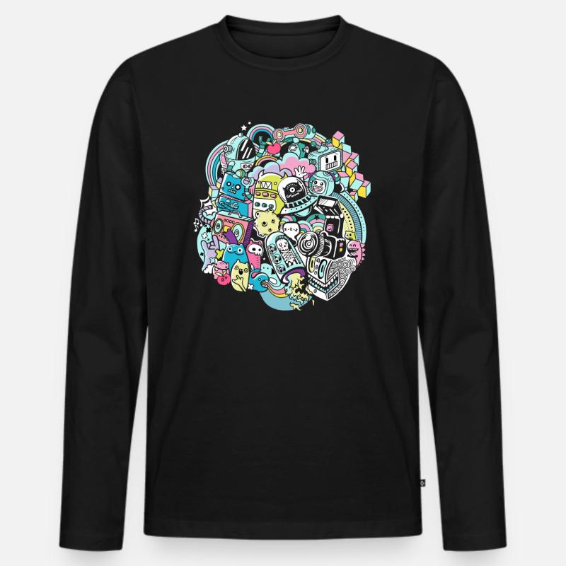 Graffiti Stadt - Männer Premium Bio Langarmshirt - Schwarz