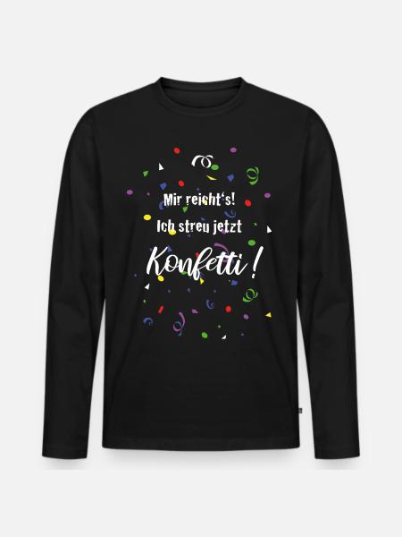 Konfetti Fasching Karneval Helau Party Feier - Männer Premium Bio Langarmshirt - Schwarz