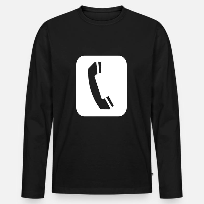 Telefon Hörer Symbol - Männer Premium Bio Langarmshirt - Schwarz