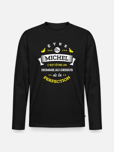 MICHEL PARFAIT - NOM MICHEL - T-shirt manches longues Premium bio Homme - noir