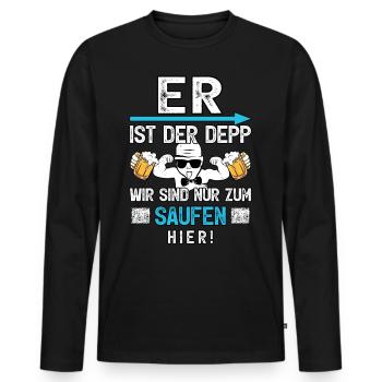 JGA Männer T-Shirt Junggesellenabschied Poltern - Männer Premium Bio Langarmshirt - Schwarz - Vorne - Nico (187cm)