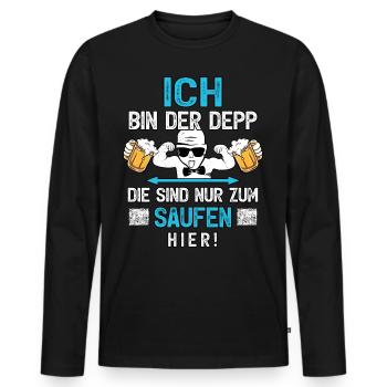 JGA T-Shirt Bräutigam Kostüm Ich heirate Saufen - Männer Premium Bio Langarmshirt - Schwarz - Vorne - Nico (187cm)