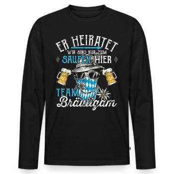 JGA Männer T-Shirt Team Bräutigam Poltern Polterer - Männer Premium Bio Langarmshirt - Schwarz - Vorne - Nico (187cm)
