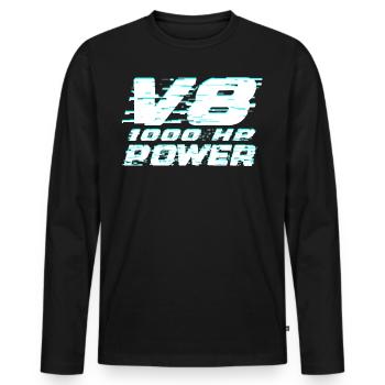V8 - Männer Premium Bio Langarmshirt - Schwarz - Vorne - Nico (187cm)