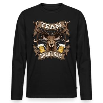 JGA T-Shirt Männer Poltern Junggesellenabschied - Männer Premium Bio Langarmshirt - Schwarz - Vorne - Nico (187cm)