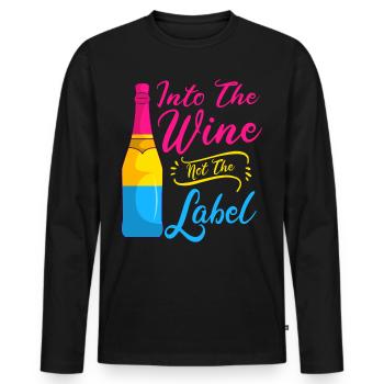 Dans le vin pas l’étiquette Lgbt Pansexual Pride - T-shirt manches longues Premium bio Homme - noir - Devant - Nico (187cm)