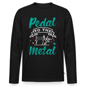 Pedal To The Metal Sewing Machine Seamstress Sewing - Men's Premium Organic Long Sleeve Shirt - black - Front - Nico (187cm)
