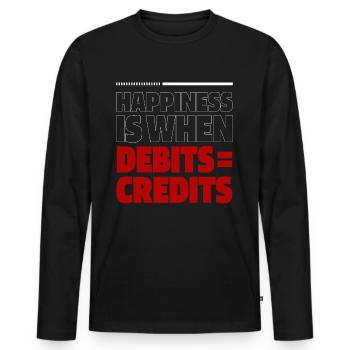 Happiness Is When Debits = Credits - Accountant - Men's Premium Organic Long Sleeve Shirt - black - Front - Nico (187cm)