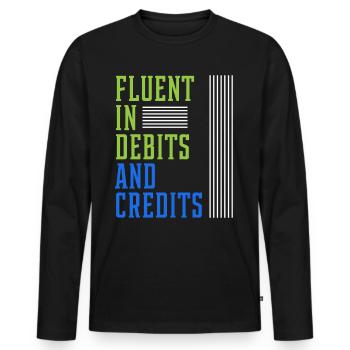 Fluent In Debits And Credits - Accountant Funny - Men's Premium Organic Long Sleeve Shirt - black - Front - Nico (187cm)