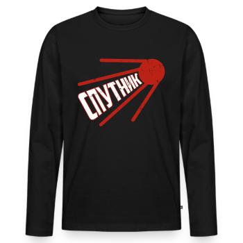 Sputnik Russischer Satellit Spruch Soviet Russland - Männer Premium Bio Langarmshirt - Schwarz - Vorne - Nico (187cm)
