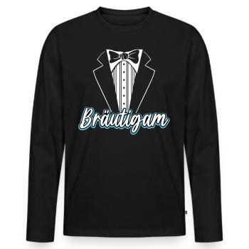 Bräutigam Kostüm JGA T-Shirt Herren - Männer Premium Bio Langarmshirt - Schwarz - Vorne - Nico (187cm)