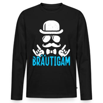 JGA Männer T-Shirt Bräutigam Kostüm Polterabend - Männer Premium Bio Langarmshirt - Schwarz - Vorne - Nico (187cm)