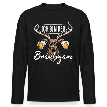 Männer JGA Bräutigam Polterabend T-Shirt Poltern - Männer Premium Bio Langarmshirt - Schwarz - Vorne - Nico (187cm)