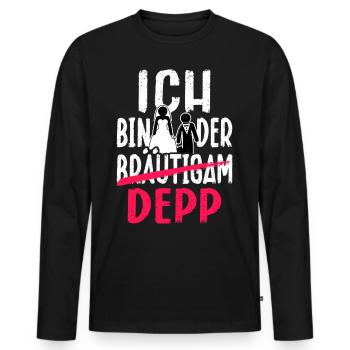 Junggesellenabschied Bräutigam T-Shirt Polterabend - Männer Premium Bio Langarmshirt - Schwarz - Vorne - Nico (187cm)