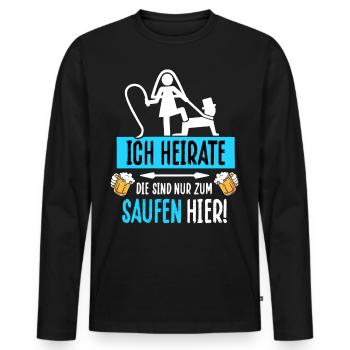 Junggesellenabschied T-Shirt Bräutigam JGA Poltern - Männer Premium Bio Langarmshirt - Schwarz - Vorne - Nico (187cm)