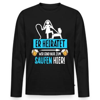 Polterabend T-Shirt Mann Junggesellenabschied JGA - Männer Premium Bio Langarmshirt - Schwarz - Vorne - Nico (187cm)