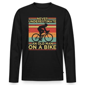 Never underestimate an old man on a bike - Men's Premium Organic Long Sleeve Shirt - black - Front - Nico (187cm)
