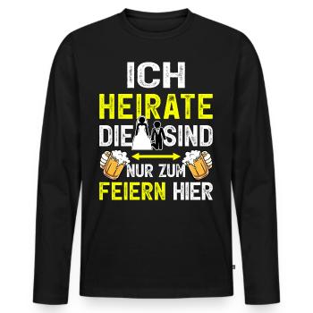 Junggesellenabschied T-Shirt Bräutigam JGA Männer - Männer Premium Bio Langarmshirt - Schwarz - Vorne - Nico (187cm)