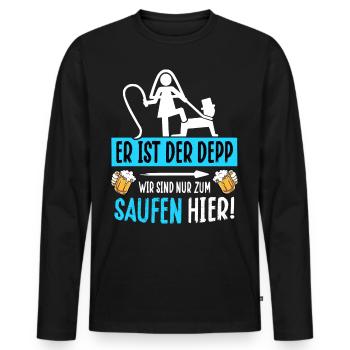 JGA T-Shirt Männer Junggesellenabschied Poltern - Männer Premium Bio Langarmshirt - Schwarz - Vorne - Nico (187cm)