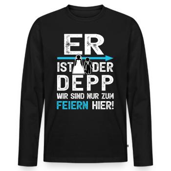 JGA T-Shirt Männer Junggesellenabschied Polterer - Männer Premium Bio Langarmshirt - Schwarz - Vorne - Nico (187cm)