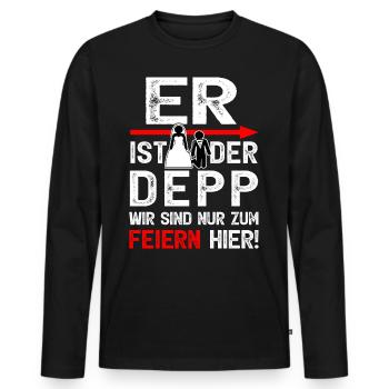 Junggesellenabschied Männer T-Shirt JGA Poltern - Männer Premium Bio Langarmshirt - Schwarz - Vorne - Nico (187cm)