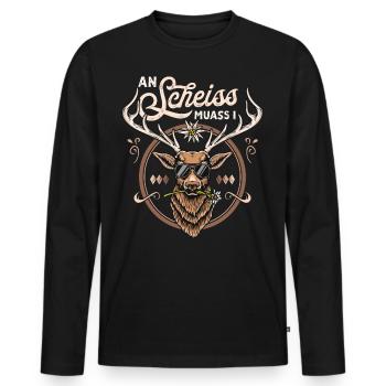 Trachtenshirt Herren Trachten T-Shirt Grantler - Männer Premium Bio Langarmshirt - Schwarz - Vorne - Nico (187cm)