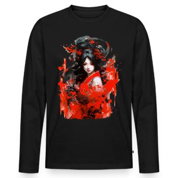 Chinesische Anime-Malerei - Männer Premium Bio Langarmshirt - Schwarz - Vorne - Nico (187cm)