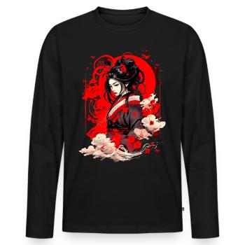 Chinesisches Anime-Gemälde 2 - Männer Premium Bio Langarmshirt - Schwarz - Vorne - Nico (187cm)