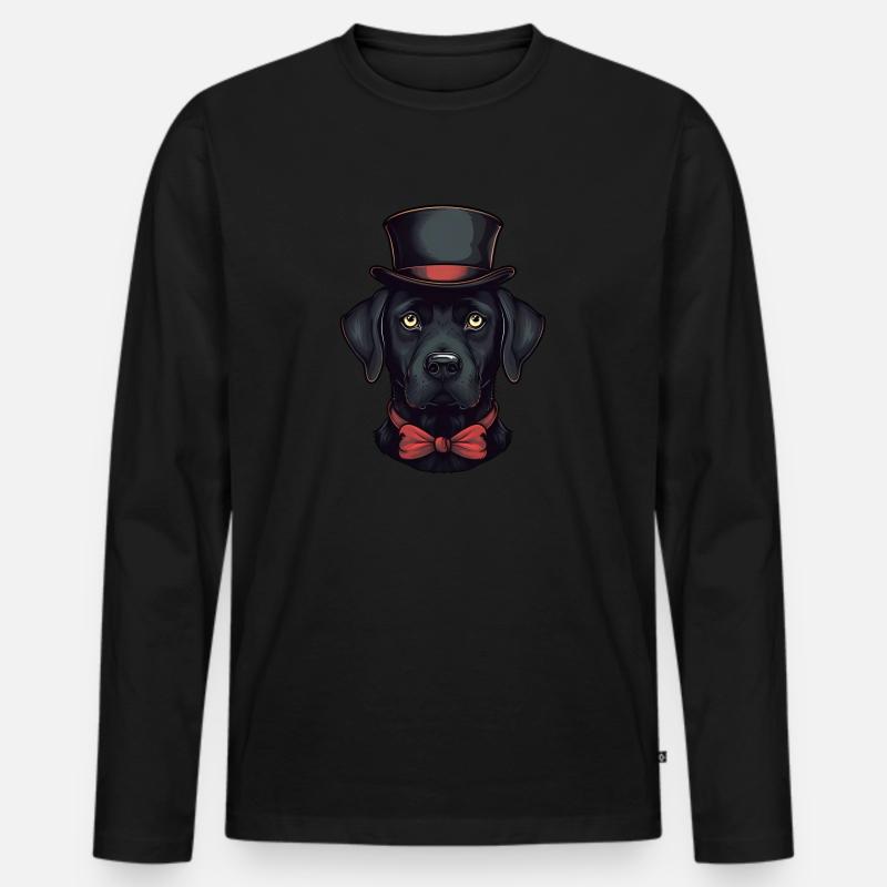 Labrador Hut vornehm - Männer Premium Bio Langarmshirt - Schwarz