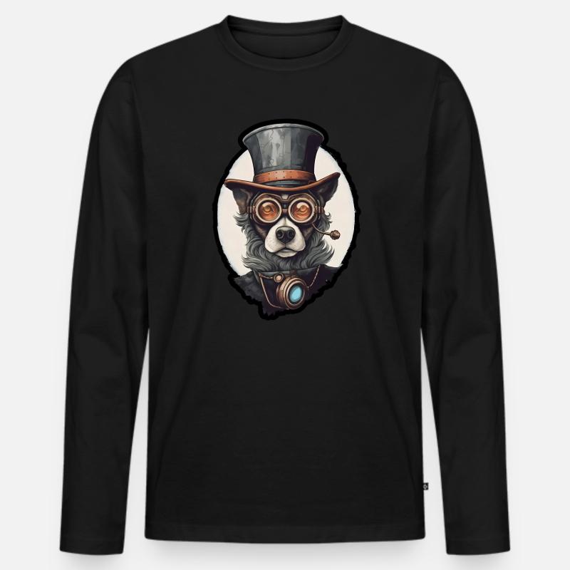 Labrador Hut vornehm - Männer Premium Bio Langarmshirt - Schwarz