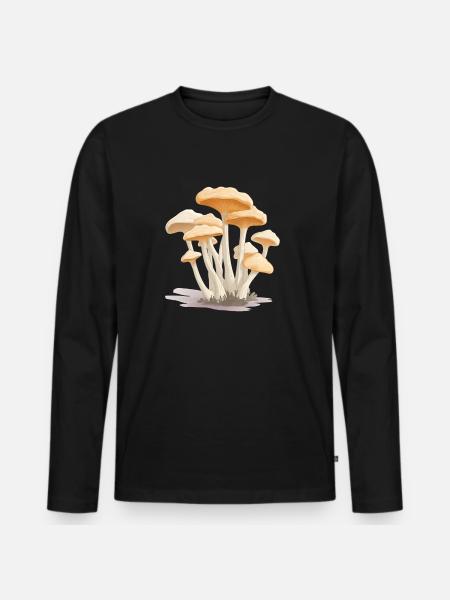 Collecte de champignons - T-shirt manches longues Premium bio Homme - noir