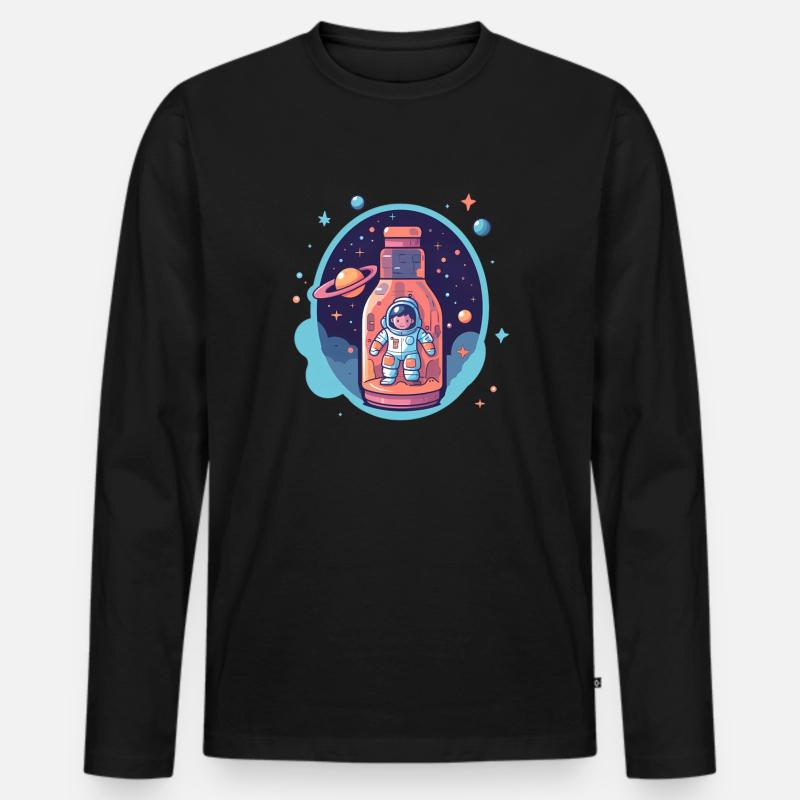 Astronaut Milchstrasse - Männer Premium Bio Langarmshirt - Schwarz