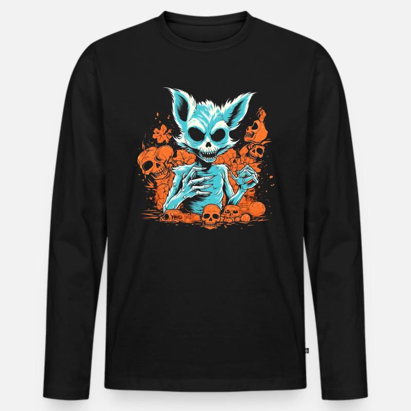 Halloween Fuchs Skelett - Männer Premium Bio Langarmshirt - Schwarz